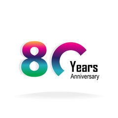 80 Year Anniversary Logo Vector Template Design Illustration
