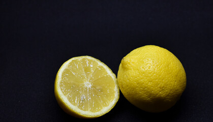 lemon on black background