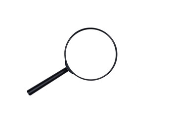Magnifying glass or magnifier lens is isolated on white background, top view photo
