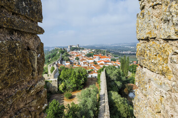 Fototapeta na wymiar View over the old city and the castle, Obidos, Estremadura and Ribatejo, Portugal