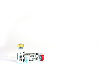 Covid-19 vaccine on white background.