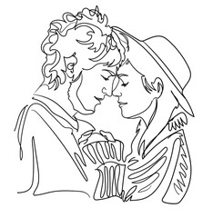 Vector illustration of a couple in love.Valentine's Day, the icon of a close couple