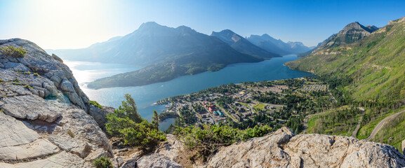View of Waterton townsite from Bear's Hump