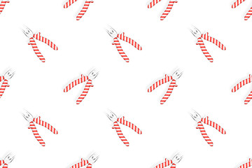 Pliers seamless pattern. Metal pliers with rubber striped grips. Background made of tools. 