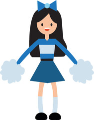 Cheerleader with blue outfit icon png clip art flat design