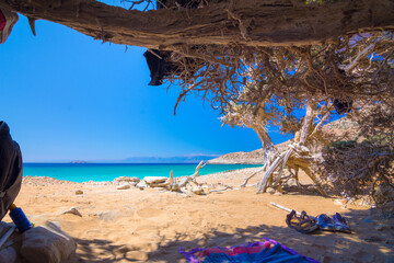 The tropical, scenic nudist beach of Potamos on Gavdos island, Greece.