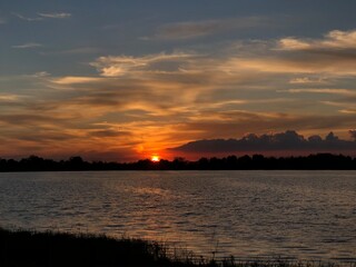 sunset over the river