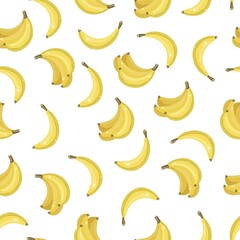 Vector seamless fruit kids background. Abstract geometric pattern with bananas. Textile fabric print.