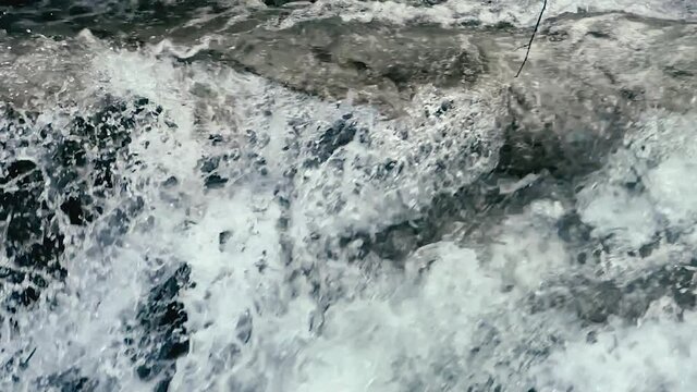 Water drops of waterfall slowmotion