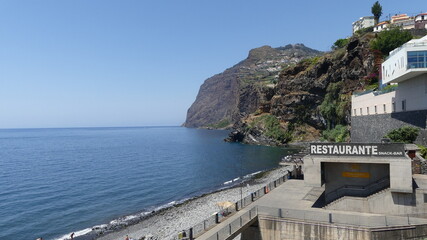 Spectacular aerial views of the lush shores of a Vocanica island
