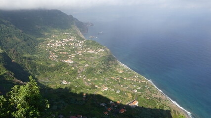 Spectacular aerial views of the lush shores of a Vocanica island