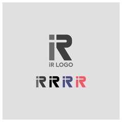 Flat IR or RI logo and monogram vector template. Creative flat IR logo 