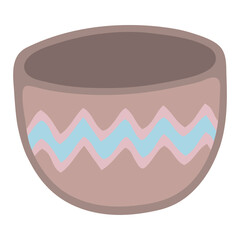 Doodle vector illustration of Flower Pot  with Ornament isolated on white. Spring season. Hand drawn simple element. For greeting card, poster, collage, wrapping, book illustration. Scandinavian style