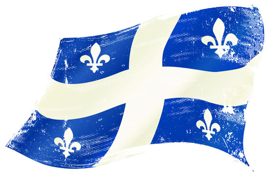 Quebec grunge waving flag. A grunge flag of Quebec in the wind for you. 
