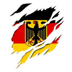 German Flag and Coat of Arms with Ripped Effect Design