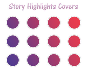Set of Instagram Story Highlights Covers Icons. Colourful gradient background. Set of templates for social networks and blogs.