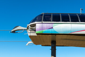 Cable car station against blue sky on a beautiful sunny day