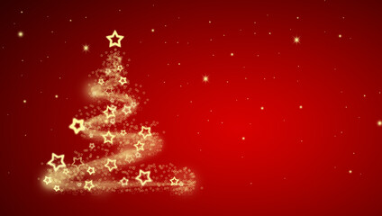 Red christmas background illustration - tree