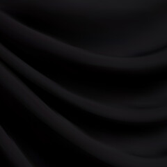 Abstract Black Satin Silky Cloth Fabric Textile Drape with Crease Wavy Folds background.With soft waves and,waving in the wind Texture of crumpled paper. object ,illustration. eps 10