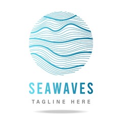 Abstract wavy lines in circle sea waves,ocean,coast,lake,river flow,water design template vector pattern logo blue. Icon beach,symbol summer,badge hotel,pictogram for tourism,sign voyage,cruise travel