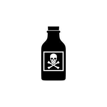 Flat poison bottle icon isolated on white background