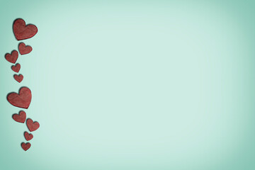 Happy Valentine's day wooden hearts. Love concept for mother's day and valentine's day.