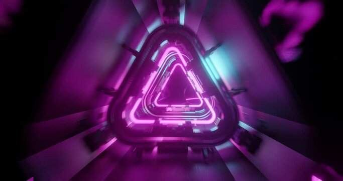 Fast Motion of Futuristic Tech ultraviolet and Blue Neon Rollercoaster Tunnel Loop. Perfect for VJ, projection , nightclub , party , LED, techno EDM music video display. 3D render, 4K loop