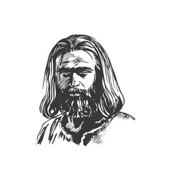 Jesus Christ Portrait. Easter Holiday Drawing Sketch Vector