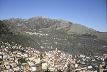 Fototapeta na wymiar Panoramic view of Sassano, a village in the province of Salerno, Italy.