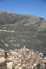 Naklejka premium Panoramic view of Sassano, a village in the province of Salerno, Italy.