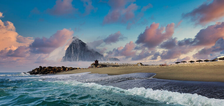 sunset over the rock of Gibraltar