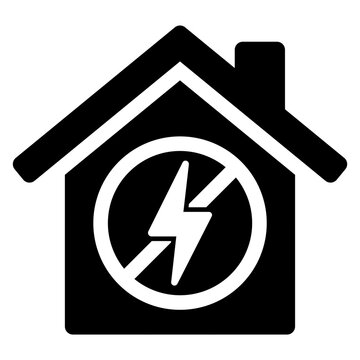 ngi1069 NewGraphicIcon ngi - german: Symbol - Stromausfall. - english - power outage icon. - blackout - high voltage electric, home lightning bolt. - simple template - black white - xxl g10230