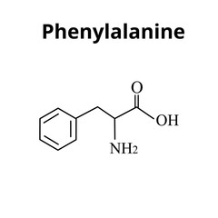 Phenylalanine is an amino acid. Chemical molecular formula Phenylalanine Amino Acid. Vector illustration on isolated background