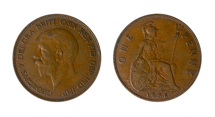 One Penny George V 1936 UK