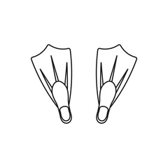 Swimming flippers icon. Diving fins. Vector. Line style.
