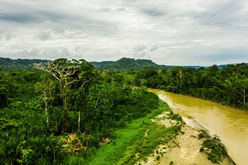 Fototapeta na wymiar Rio Villano in the ecuadorian amazon rainforest