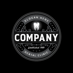 Luxury vintage logo dental clinic premium design element style monoline or line art