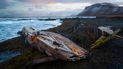 Shipwreck on the beach of Iceland
