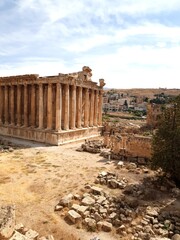 Baalbek, Lebanon - October 2020: Historic temple and monument in Baalback Bekaa area. A Phoenician city where a triad of deities was worshipped, was known as Heliopolis during the Hellenistic period.