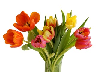 multicolor pretty tulips close up isolated