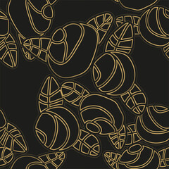 black art deco pattern with golden flower pattern