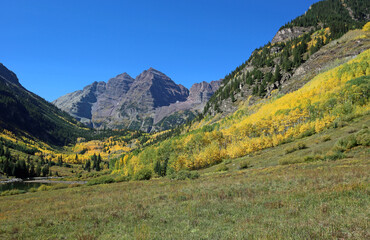 On the meadow with Maroon Bells , Colorado