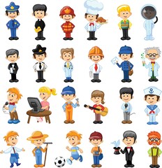 Cartoon vector characters of different professions