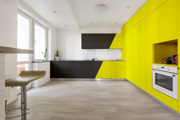 New modern kitchen with stainless steel appliances