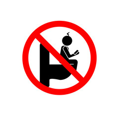 Prohibiting sign of a child on the toilet with a mobile phone in the hands of a sign. eps ten