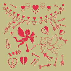 set of hearts for the holiday Valentine's Day