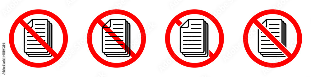Canvas Prints stop or ban red round sign with document icon. file is prohibited