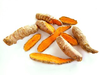 raw curcuma roots for prepare tasty spice