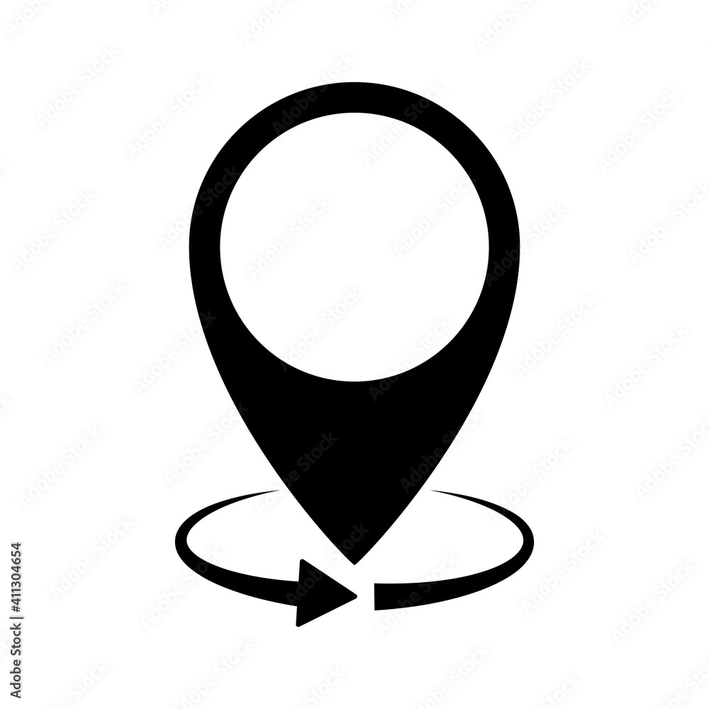 Poster map marker rotation icon. 360 degree rotation. location pointer vector icon.