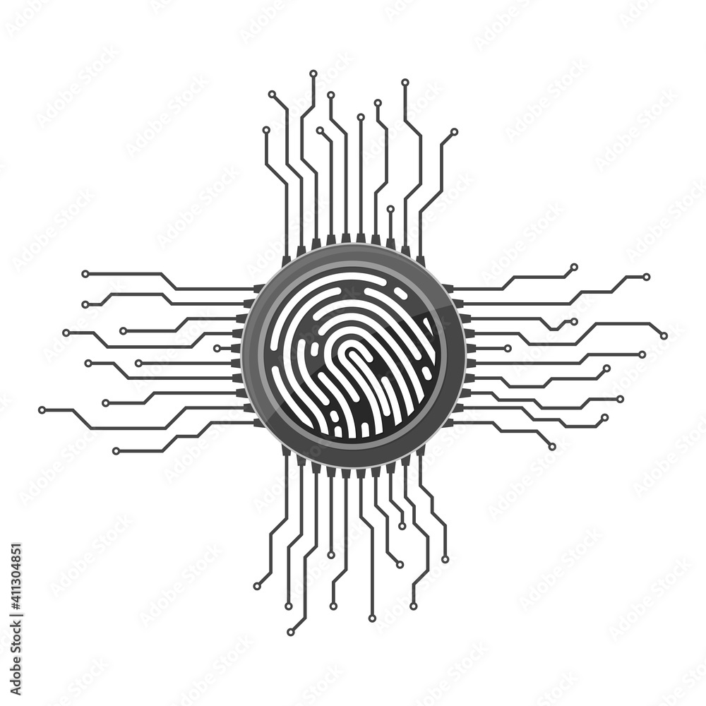 Poster electronic security system with fingerprint scanner. fingerprint identification system